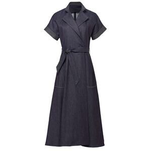 Martin Grand Denim Wrap Shirt Dress 34 US 2 XS NO BELT